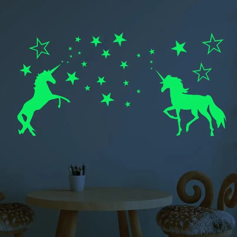 ZY0298CWall Stickers Dropshipping for amazon shopify Murals Cartoon Unicorn Luminous Wall Stickers Glow Dark Stars Wall Decal