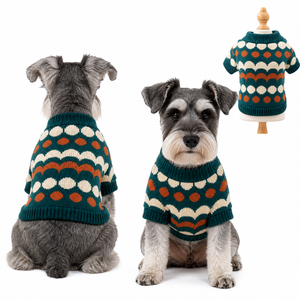 Pull en tricot pour chien, motif géométrique, style nordique, gilet d'hiver pour petits chiens, vêtement de loisirs confortable, lavage à la main uniquement - Product Image 1