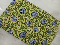 Tissu en coton imprimé floral de grenade bleu indigo classique pour vêtements ethniques, ensembles de costumes, rideaux et artisanat