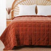 Couverture matelassée en coton 100% pré-lavée, double couche, résistante, motif quadrillé, personnalisable OEM/ODM, vente en gros