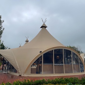 Tente tipi multi-plateaux imperméable avec grande fenêtre en verre transparent pour glamping en plein air, restaurant, mariage, événements en station balnéaire - Product Image 1