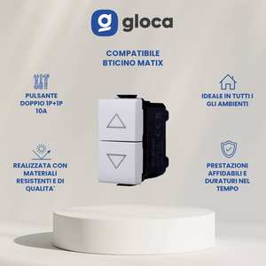 Interrupteur à double bouton-poussoir Gloca 1NO1NC 10A 250V à bornes à vis en plastique IP40 MT1202 - Product Image 2