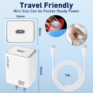 Cargador de Pared LDNIO A1508C OEM de 30W 20W con Carga Rápida Tipo C y Cable de 1m para Teléfono Móvil - Product Image 5