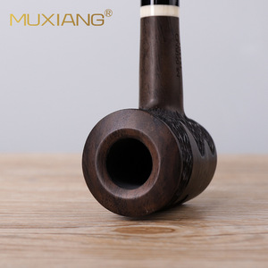 Muxiang Hammer Shape Ebony Wood Pipe Bent Type With Acrylic Mouthpiece Solid Wood Tobacco Pipe For Smoking - Product Image 4