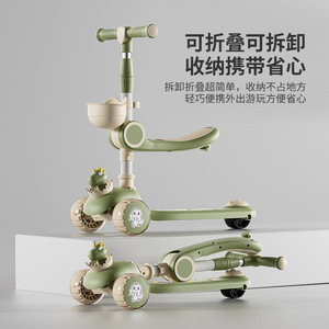 Trottinette pliable unisexe 3 en 1 à 3 roues, à propulsion nitro, avec harnais de sécurité à 3 points et siège haut pour enfants - Product Image 6