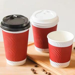 Gobelets en papier de conception personnalisée de 4oz 8oz 12oz 16oz 20oz 24oz Tasses à café jetables en papier imprimé à <span class=keywords><strong>double</strong></span> paroi - Product Image 2