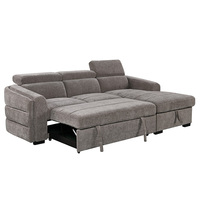 Canapé d'angle rembourré en forme de L avec chaise longue de rangement et canapé sectionnel convertible 2 places avec lit escamotable