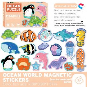 Cute Cartoon Sea Ocean <b>Animals</b> Magnetic Sticker Puzzle on Refrigerator Whiteboard Blackboard - Product Image 2