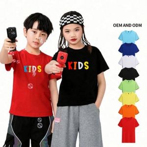 Custom Solid Knitted Casual Blank 100% Cotton Crew Neck Heavyweight 200G Soft T-<b>Shirts</b> for Adults & Kids - Product Image 5