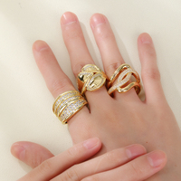 Hengdian New Design 18 Karat vergoldete Mode Ringe Frauen Classic Style Zirkon Schmuck Party Geschenk Beste Gold Fingerringe Pakistan