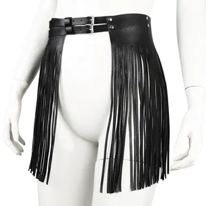 Short Shake Fringe Skirt Womens Punk Body Chain jewelry Set Leather Body Harness Lingerie Belts Metal Chain Tassel