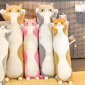 Popolare morbido gatto peluche animale cuscino giocattolo con lunga striscia di design e PP cotone riempimento regalo di compleanno in magazzino - Product Image 2