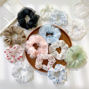 Hot Selling Elegante Dubbellaags Gaas Haar <span class=keywords><strong>Scrunchies</strong></span> Bloemenprint Rubberen Band Haaraccessoires Voor Dames - Product Image 2