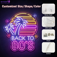 Letrero de Neón Retro LED de Grado Comercial Estilo Años 80 para Bares, Cafeterías y Restaurantes |   Control Remoto USB con Intensidad Regulable, Logotipo Personalizable y Atractivo