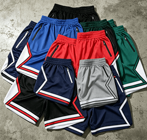 High Quality Vintage Summer Breathable Mesh Knitted Polyester Mens <b>Elastic</b> Waist Mid Printed Custom Basketball Shorts - Product Image 4