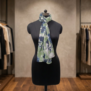 Women's Long <b>Chiffon</b> Floral <b>Scarf</b> Lightweight Green Blue White Pattern All Seasons Daily Wear Accessory - Product Image 3