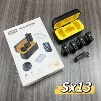 Microphone sans fil professionnel SX13 à fixation cravate 4 micros pour iPhone Android Connecteur Type C pour diffusion en direct Vlogging Plastique