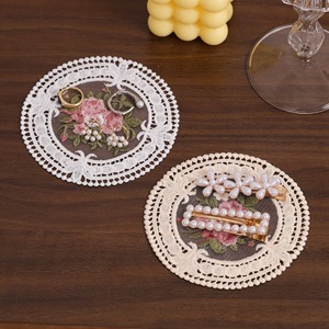 Manteles Individuales <span class=keywords><strong>Grandes</strong></span> <span class=keywords><strong>de</strong></span> Encaje Retro Beige con Bordado Estilo Palacio Coreano, Naperones <span class=keywords><strong>de</strong></span> <span class=keywords><strong>Ganchillo</strong></span> Francés Hechos a Mano, Manteles Bordados para Mesa - Product Image 3