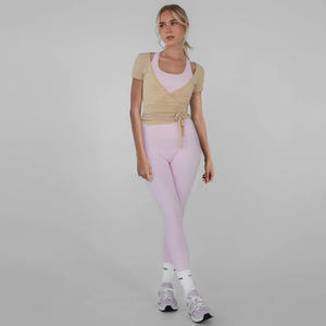 Новое поступление, балетный топ с завязкой сбоку, из модальной ткани, балерина, для танцев, йоги, пилатеса, с перекрестным обертыванием, короткий/длинный рукав, женский укороченный топ - Product Image 5