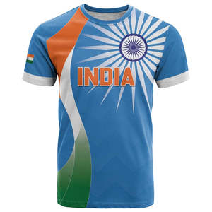Inde t-shirt Swatantra Diwas joyeux jour de l'indépendance indienne vente en gros nouveau Design emblème national indien hommes tissé 3D T-shirts - Product Image 4