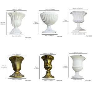 Vase <span class=keywords><strong>Urne</strong></span> Métallique Vintage, Pot de Fleurs sur Pied Blanc Vieilli pour Centre de Table de <span class=keywords><strong>Mariage</strong></span> Style Ferme, Décoration de Jardin Rustique - Product Image 6