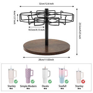 Organizzatore Girevole Nero per Portabicchieri per Bottiglie d'Acqua Stanley da 40 Oz, Supporto di Stoccaggio Facile da Installare - Product Image 4