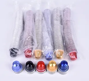 Disposable Colored Aluminum Foil Empty Coffee Capsule With A Cover