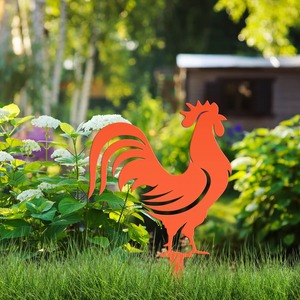 Adornos de jardín de Metal de pollo personalizados al por mayor, estaca de decoración de Pascua de primavera para paisajismo al aire libre, letreros de patio elegantes, arte - Product Image 2