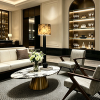 Fauteuil lounge en bois de style moderne du milieu du siècle, rembourré, pour hall d'hôtel et zone de loisirs commerciale
