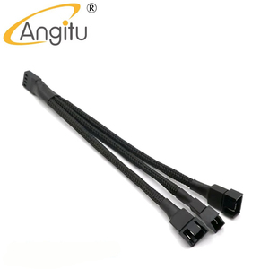 Angitu 26awg kipas pendingin Motherboard lengan hitam, 15cm kipas pendingin 3 arah 4pin/kabel PWM pria ke Wanita - Product Image 4