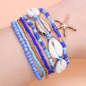 Cross-border Bohemian beach style <b>bracelet</b> <b>set</b>, summer dopamine starfish seed bead shell <b>bracelet</b> seven-piece <b>set</b> for women - Product Image 4