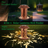 Hängende LED-Solar-Vogelfutterlaterne - Dekorative Metall-Gartenleuchte mit Saatgutschale für Hinterhof & Terrasse