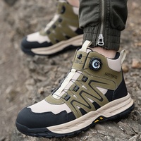 Chaussures de sécurité montantes pour hommes à bouton rotatif, résistantes à l'usure, antidérapantes, avec protection en acier pour le soudage, pour le travail transfrontalier