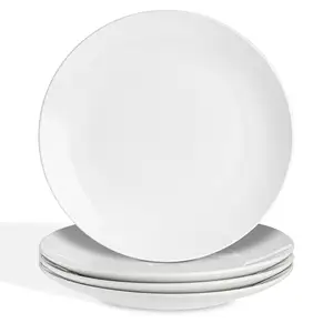 Taş plaka beyaz akşam yemeği plaka seti salata tabağı kahvaltı tabağı, mikrodalga ve bulaşık makinesinde yıkanabilir