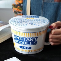 Couvercle de bol de nouilles instantanées en céramique créative de style japonais grand bol à soupe tasse four à micro-ondes ensemble de bols à soupe pour étudiants