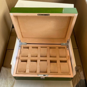 Boîte de rangement pour montres en bois vert à 10 emplacements, directement de l'usine, avec logo, organiseur de montres de luxe personnalisé pour homme et femme, boîtes et étuis à montres - Product Image 1