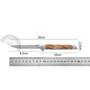 Cuchillo Plegable para Exteriores con Mango de Madera, Hoja de Acero Inoxidable con Punta Caída, Cuchillo de Bolsillo EDC para Camping - Product Image 3