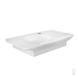 Lavabo mural Valet 94 cm blanc mat avec étagère droite pour salle de bain - Product Image 1