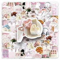 50 Pièces Nœuds Papillon Style Instagram Rose Blanc Mignon Frais Cœur de Fille Étanche Décoratif pour Téléphone, Journal et Électronique Grand Public