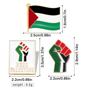 Venta al por mayor alfileres de solapa Palestina aleación de zinc Metal oro libre Palestina Pin insignia 3D esmalte duro suave Palestina Pin bandera - Product Image 2