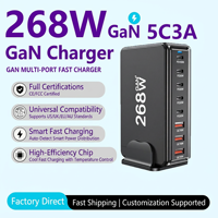 Cargador GaN de 268W con 8 Puertos USB C, Estación de Carga Rápida, Adaptador de Escritorio PD 3.0 QC 3.0 para Laptop y PC