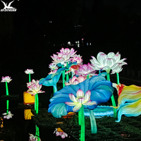 Lampu Lampion Sutra Zigong, Lampu Motif Bunga dan Hewan LED, Lampu Taman Tahan Air untuk Kebun, Danau, Festival Cahaya Taman
