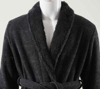 Peignoir d'hiver pour homme en chenille texturée effet diamant, doublure Sherpa, poignets reversibles, marque privée, vente en gros