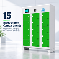 Armoire de recharge intelligente verte IP54 pour extérieur à 15 baies avec carte RFID pour flotte de vélos électriques - Usine source en Chine