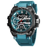 Jam Tangan Olahraga Pria SMAEL 8029 Tampilan Analog Digital Mesin Jepang Casing Aloi Tali Resin Alarm Bercahaya Tahan Air