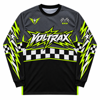 Jersey BMX MTB Grafis Vintage OEM Biru Hitam Kotak-kotak Sublimasi Cetak Logo Nama Acara Bahan Mesh untuk Sepeda Gunung dan Dirt Bike