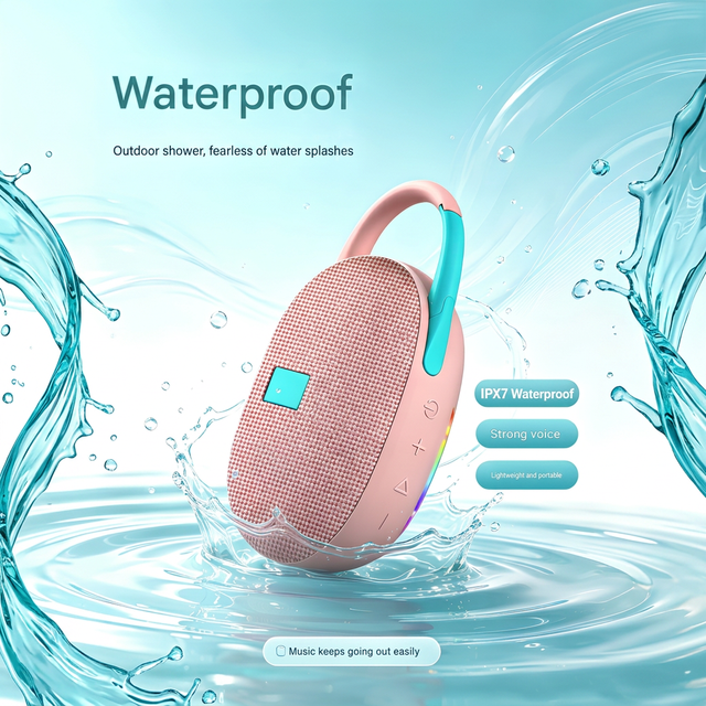 Waterproof RGB for Speaker for 6.0 Portable Wireless Outdoor 5W 45mm Driver TWS/FM/TF Card IPX7 Camping Beach Pool