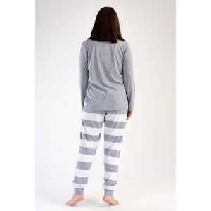 Ensemble de pyjama pour femmes XXL à col rond et manches longues, en spandex respirant, avec manchettes ovales, robe sexy, lingerie avec taille élastique - Product Image 1