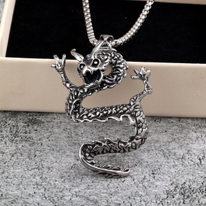 Yunnique-collar con colgante de dragón de acero inoxidable de estilo chino para hombre, joyería con forma de animal oriental, regalo, accesorio de moda para fiesta - Product Image 3