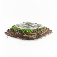 Petit pot de fleurs d'extérieur biodégradable au design classique traditionnel, en matériau mousse/rotin/cor d'olivier, pour jardin et usage au sol